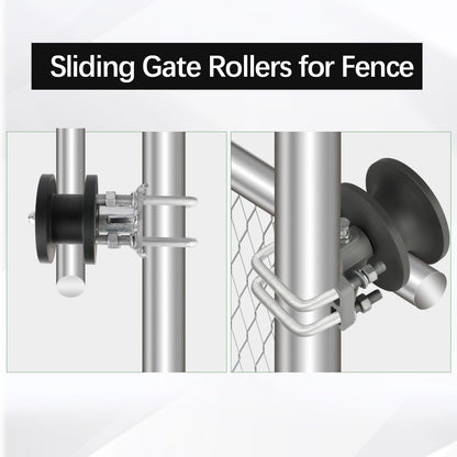 Pubotlu 4 Pack Sliding Gate Rollers， Nylon Cantilever Rollers 2" Gate Frames, 4" Square Post Chain Link Fence Parts, Cantilevered Rail Fence Gate Kit，Sliding Gate Kit Hardware
