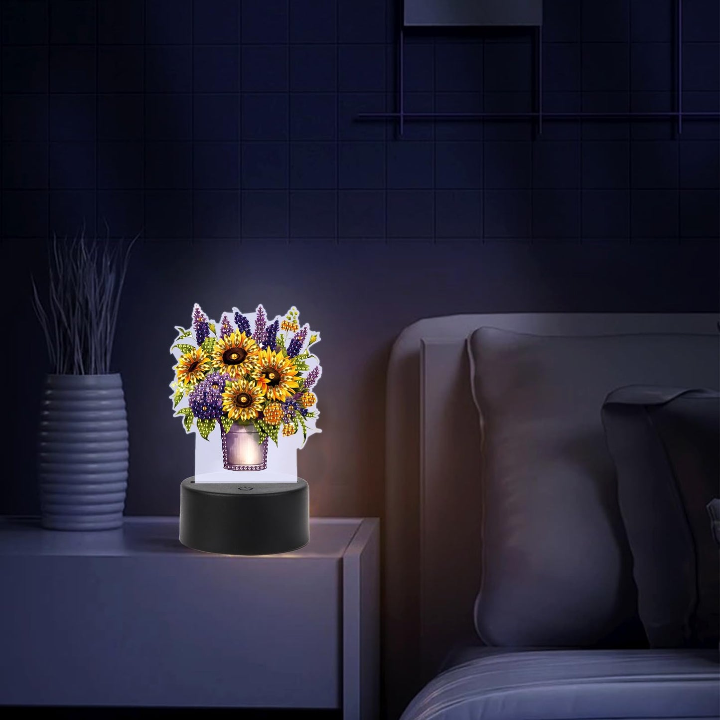 TDFERAN Diamond Painting Led Lights Kit DIY Bouquet Draw Diamonds Art Adults Lamp Diamant Manual Lamp Room Led Lights Bedroom Plant Diamond Art Decorations Desktop Bedside Luminous Decorate