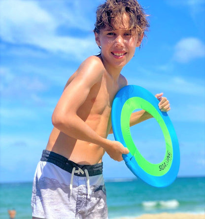 JA-RU Soft Giant Frisbee Throwing Disc 16" (3 Unit Assorted) Soaring Flyer Splash Fun Aqua Flyer Lightweight. Flying Discs for Kids & Adult Toys. Safe Easy and Professional. Plus Bouncy Ball.5138-3p