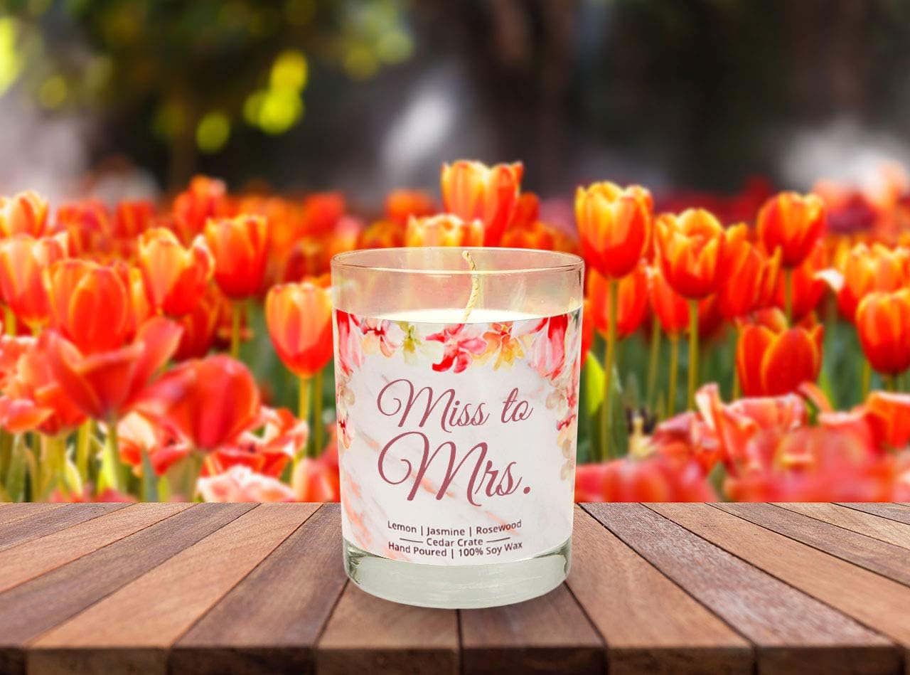 Luxury Scented Soy Candle by Miss to Mrs. - Engagement Candle, Wedding Day Gift for Bride to Be