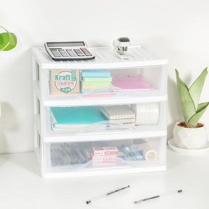 BYCY Plastic Stackable Storage with 3 Drawers, White Makeup Organizer for Bathroom, Desk, and Easy Assembly