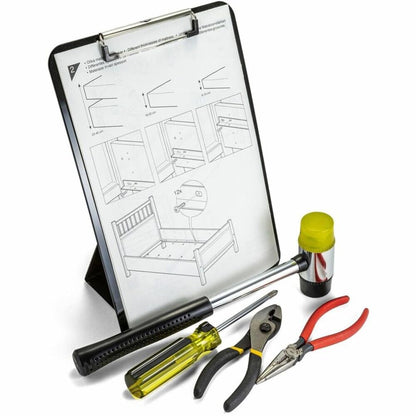 Officemate Recycled Plastic Free Standing Clipboard with Easel Back, Lightweight Portable Writing Foldable Clip Board for School, Office, Home, Restaurant, Black (83039)