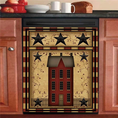 Primitive Barn Star Dishwasher Magnet Cover, Country House Fridge Magnetic Panels, Kitchen Decor Refrigerator Door