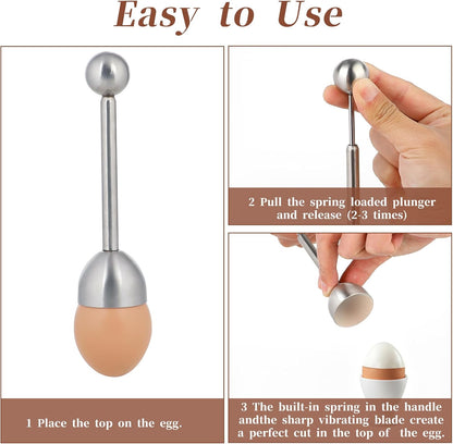 Easy Egg Opener Stainless Steel Cracker for Soft & Hard Boiled Eggs, Egg Shell Topper