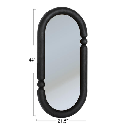 Creative Co-Op Oval Wood-Framed Wall Mirror, Black