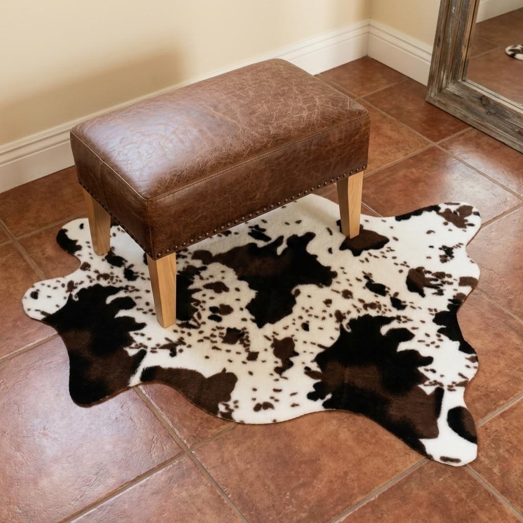 2'6''3'7'' MustMat Cow Print Rug,Faux Cowhide Area Rug for Bedroom,Nursery,Living Room,Western Party Decorations