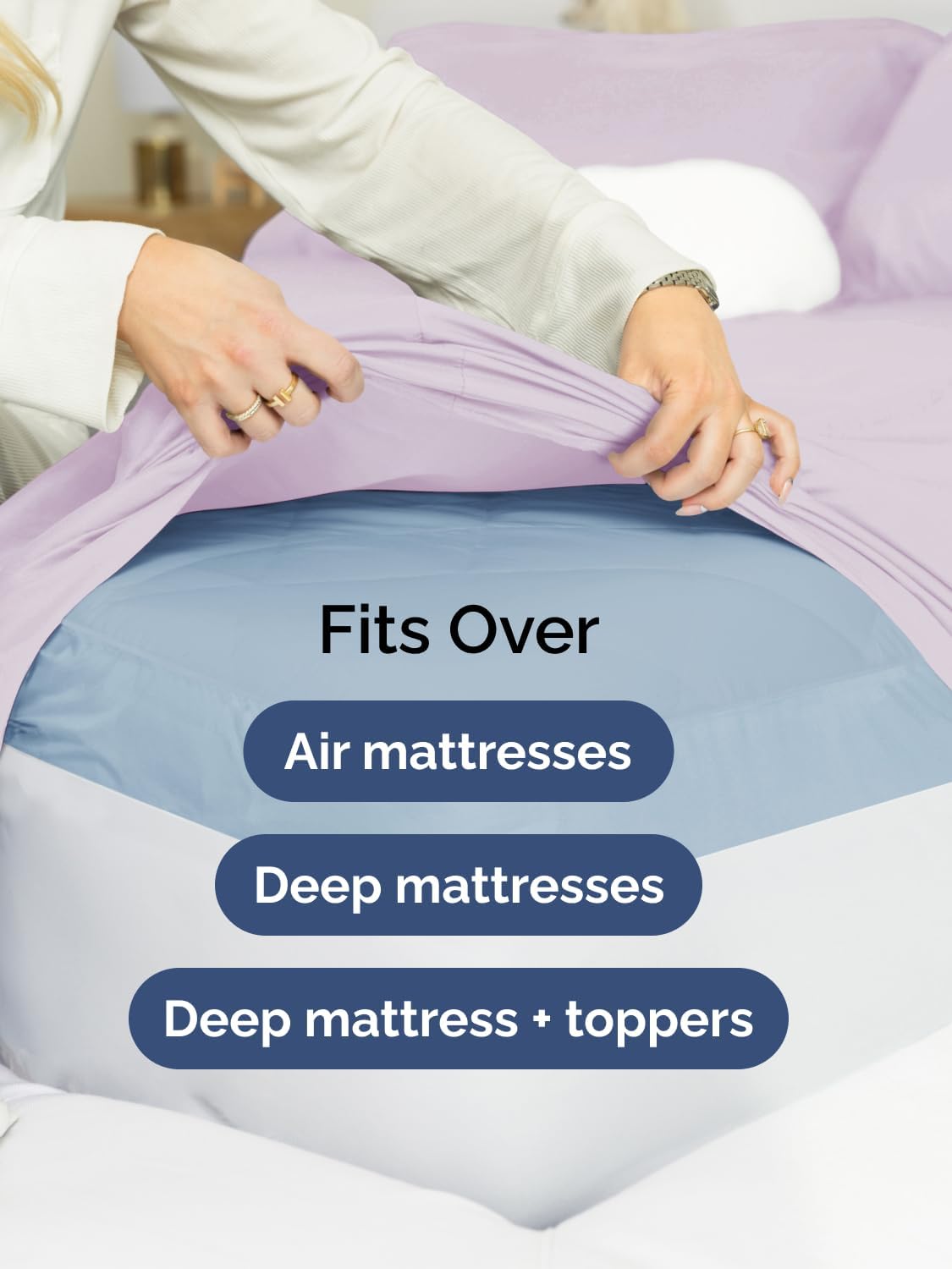 Skiennix Extra Deep King Sheet Set - 6 Piece Breathable Cooling Bedding - Soft Wrinkle-Free Light Lavender