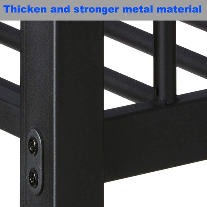 DANGRUUT Upgraded Version Thicken Metal Bunk Beds, Best Industrial Bunk Bed, Heavy Duty Bed Frame with Side Ladder and Safety Rails for Kids Girls Boys, Teens and Adults (Twin XL Over Queen)