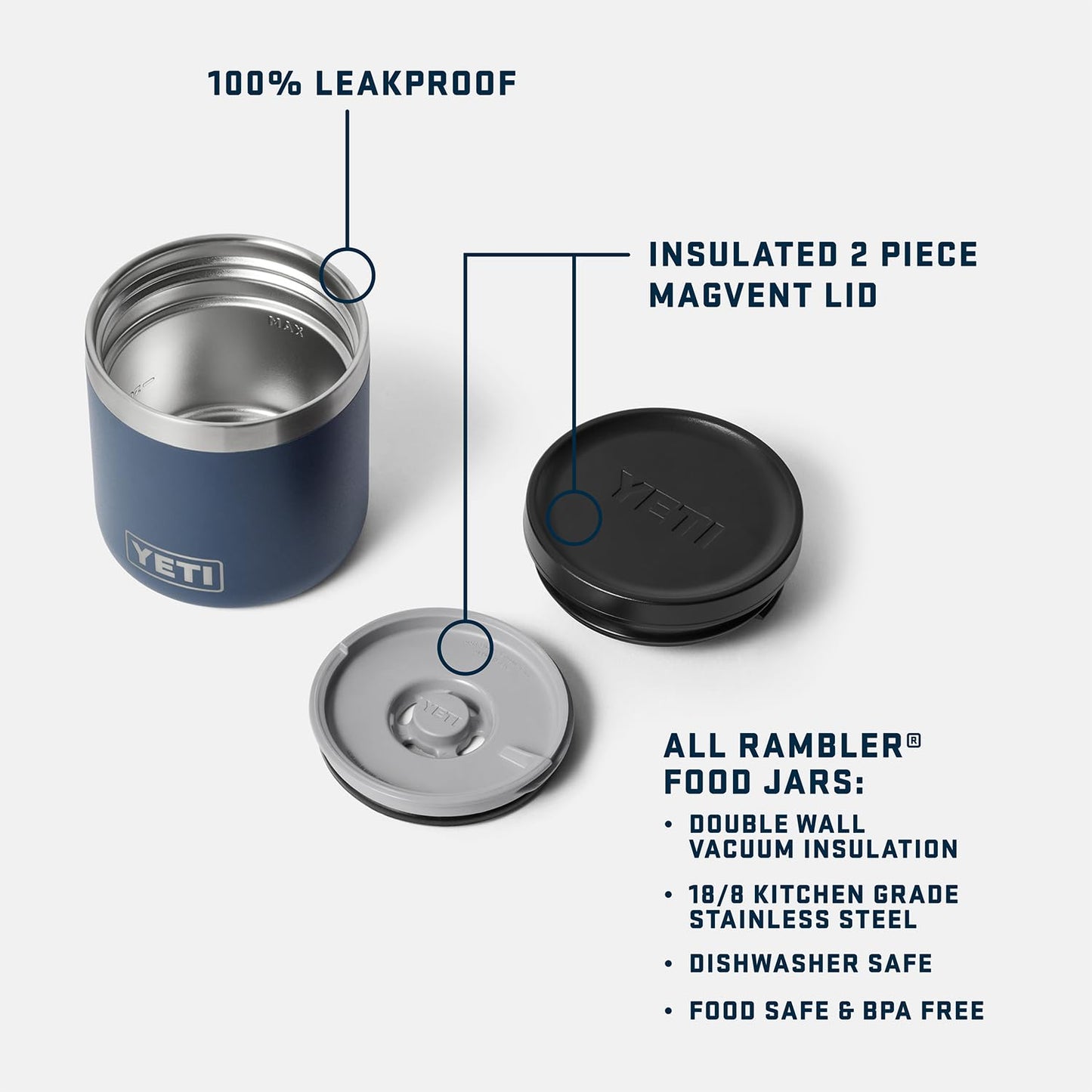 YETI Rambler 8 oz Food Jar, Vacuum Insulated, Stainless Steel, With Airtight Lid, Rescue Red