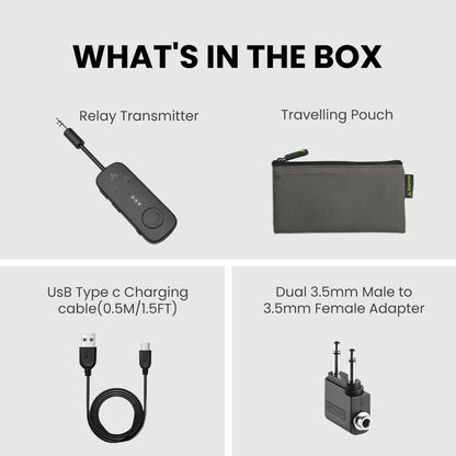 Avantree Relay - Premium Airplane Bluetooth Adapter with Advanced Qualcomm Chipset, 2 Headphones Support, 25hrs Play Time, aptX Adaptive & HD Audio Transmitter for Airpods, Bose & Travel Flight