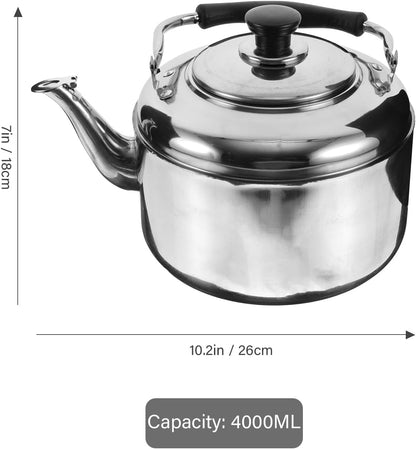 Alipis Stovetop Tea Kettle, 4L Stainless Steel Whistling Water Kettle with Cool Handle