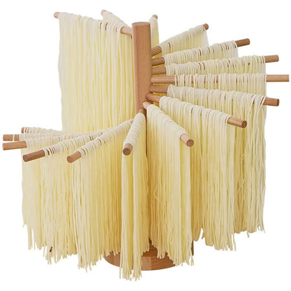 Abizarch Collapsible Pasta Drying Rack Wooden Spaghetti Stand Dryer with 16 Suspension Rods Homemade Fresh Noodle Hanger Easy Storage and Quick Set-Up Hanging Rack for Home Kitchen