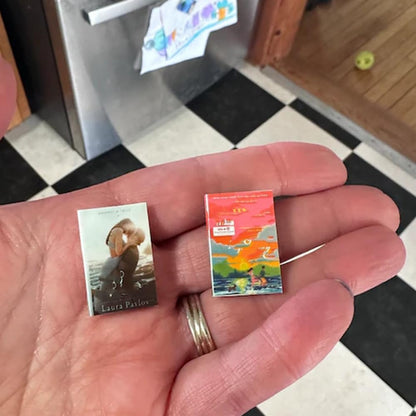 50 Pcs Blank Mini Books for Miniature Bookshelf, Wooden Dollhouse Books 1:12 Scale Mini Books, Print Off The Covers and Backs of The Books You Have Read, Create Your Own Tiny Library