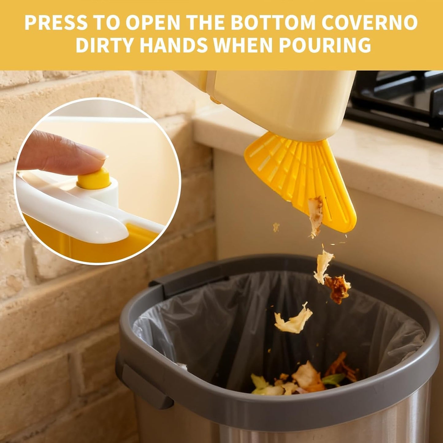 2026 New Suction Cup Sink Strainer | Corner Sink Strainer | Sinks Trash Food Waste Catcher | Triangle Storage Rack with Drain Hole | Press Automatic Dumping Sinks Drainer Basket (Yellow)