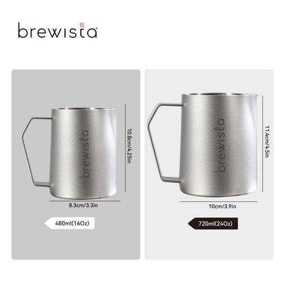 Brewista Precision Milk Frothing Pitcher, Steaming Jug, Coffee, Espresso Machine Accessories for Barista, Latte Art, Cappuccino, Stainless Steel Cup, 24 oz/720 ml, Silver