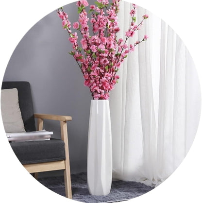 UWYTGF Floor Vase Ceramic Vase,Decorative Large,Floor,Large Floor Vase,White Ceramic Vase,Handcrafted,Sophisticated Vessel for Decorative Branches and Dried Flower,White-61Cm,White,45cm