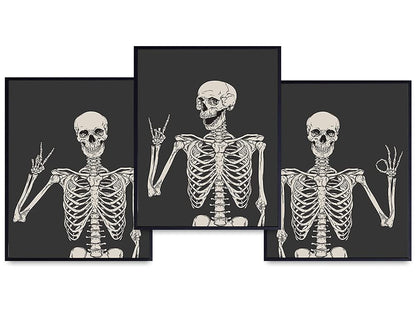 Skeleton Wall Art & Decor - Halloween Wall Decor - Gothic Home Decoration - Goth Room Artwork - Funny Skull Art - Pagan Gifts - Bedroom Dorm Man Cave - Men Boys Teens - Witchy Picture Poster Print