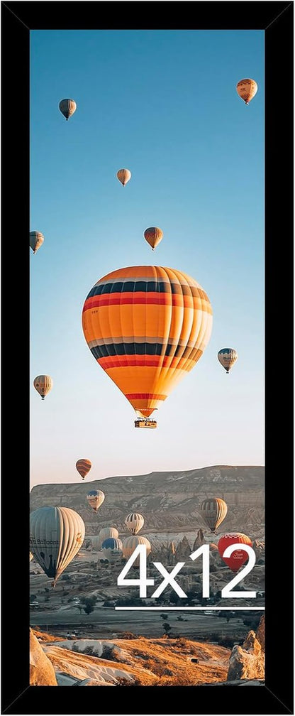 JCJMY 4x12 Black Picture Frame - Versatile Wall & Tabletop Display with Shatter-Resistant Plexiglass