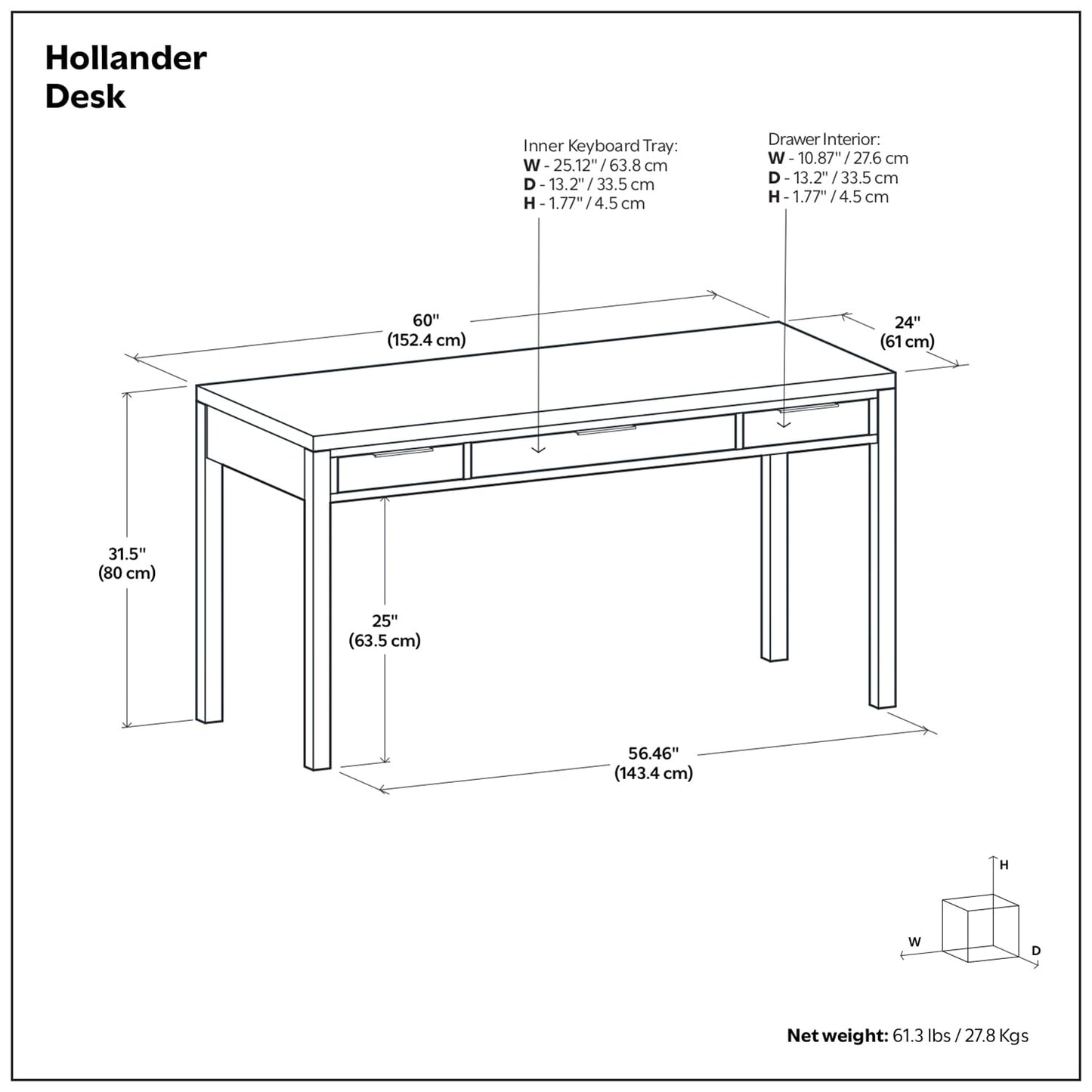 SIMPLIHOME Hollander Desk - 60 Inch Wide Solid Wood Writing Desk in Dark Brown Walnut, Contemporary Home Office Computer Table for Workspace or Study with 2 Drawers and Flip-Down Keyboard Tray
