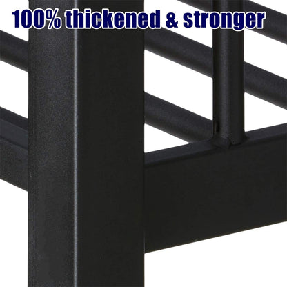 SICONE Stronger & Upgraded Heavy Duty Metal Bunk Bed Frame Queen Over Queen Size, Safer Thickened More Stable Steel Bunkbed (Black,Queen Over Queen)