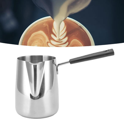 Long Handle Coffee Toroid Pitcher, 304 Stainless Steel Decanter, Rustproof Milk Frother Pitcher for Home Coffee Shop