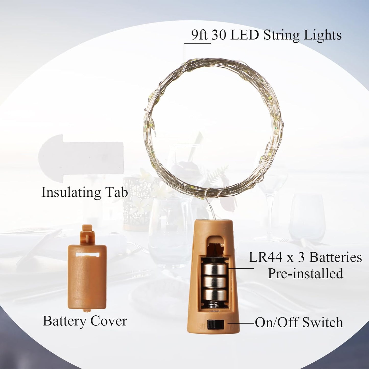 12 Sets 30 Decoration(375 ml,Warm Rtteri Small Empty Wine Bottles with Cork Lights Centerpiece and LED Battery Operated