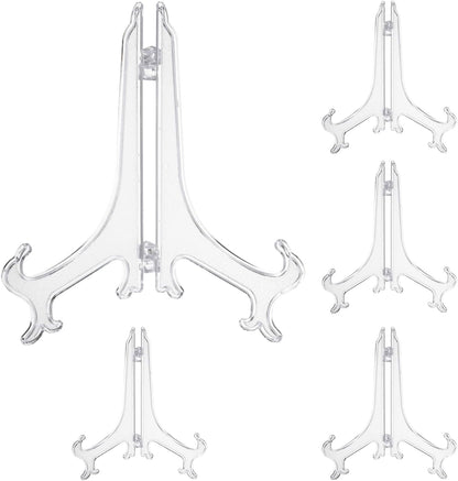 uxcell 8" Acrylic Plate Stands for Display, Easels for Card, Photo Frame, Desktop (5Pcs)