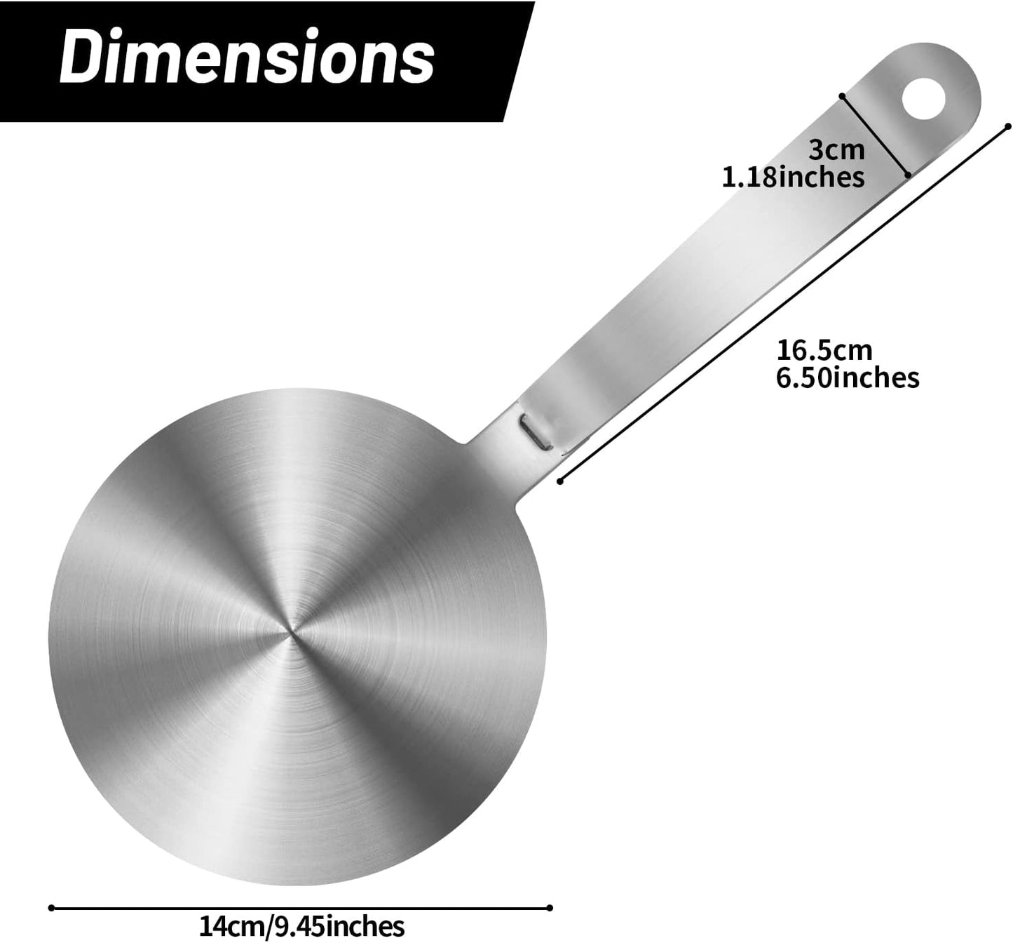 Induction Plate Adapter for Glass Cooktop Heat Diffuser for Electric Gas Glass Stove with Detachable Handle