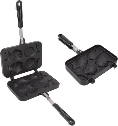 Taiyaki Fish Shaped Pancake Maker Pan, Non-Stick Double Baking Pan with 4 Fish for Kitchen Waffle Baking