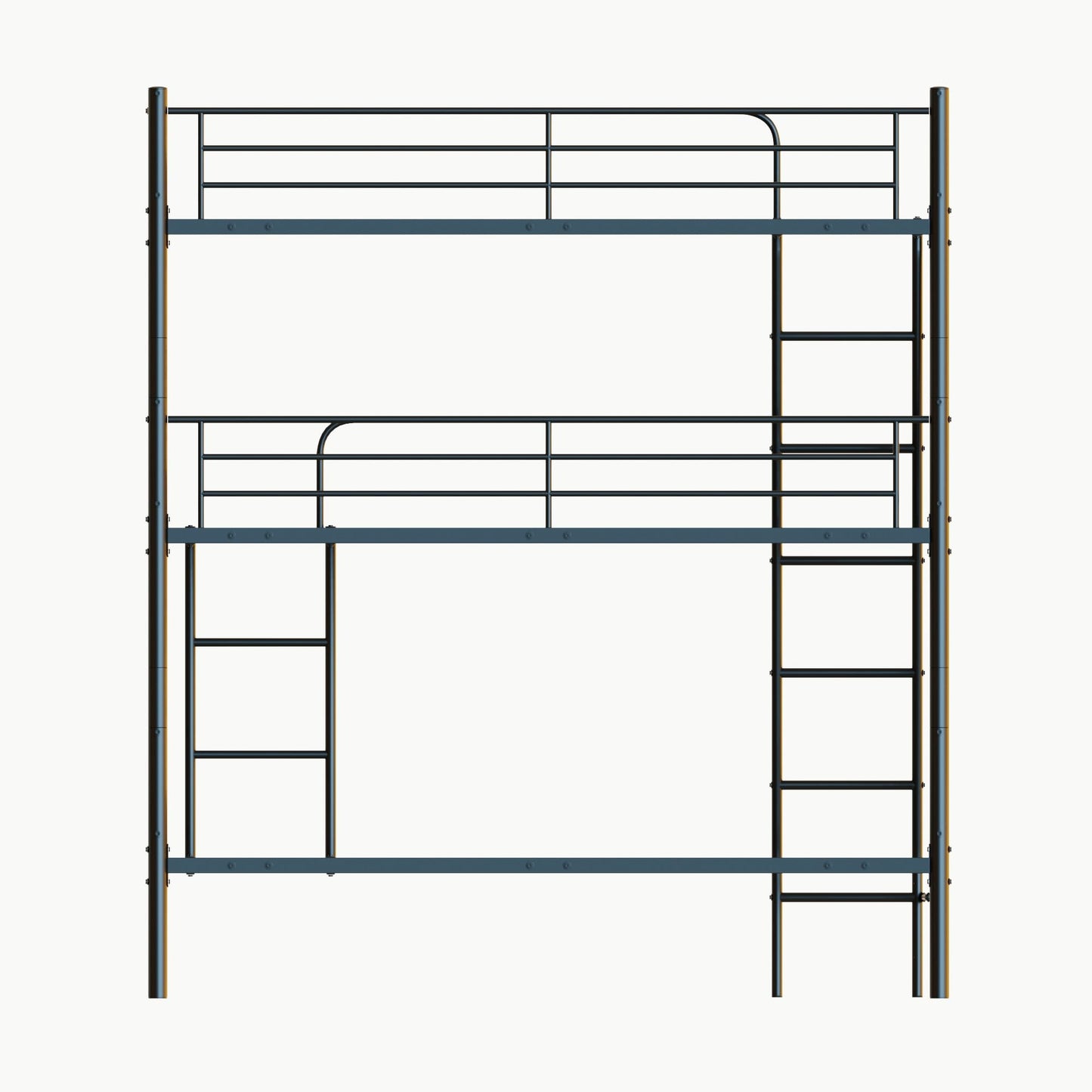 KEIKI Triple Bunk Bed Twin Size,Convertible Metal 3 Tier Bunkbeds with Built-in Ladder,Safety Guardrails,Detachable to 3 Single Beds,for Teens,Adults Bedroom,Dorm,Guest Room,No Box Spring Needed,Black