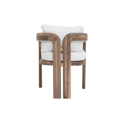 Merax Patio Outdoor Acacia Wood 7 Piece Dinning Set- 70 Inch Large Oval Outdoor Dining Table, 6 Pcs Dining Chairs with Coushions for Backyard, Lawn, Balcony, Light Teak + Natural