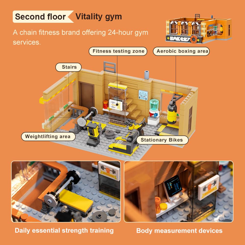 PANTASY European Bakery Building Kit-Landmark Construction Set for Adults & Teens, Featuring a Bakery, Gym, Living Quarters, and Sky Garden