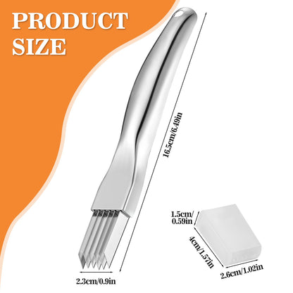 2Pcs Upgrade Shred Silk The Knife, Stainless Steel Green Onion Cutter, Multifunctional Kitchen Vegetable Chopper for Garlic Onion, Premium Food Slicer Gadget, Off the College