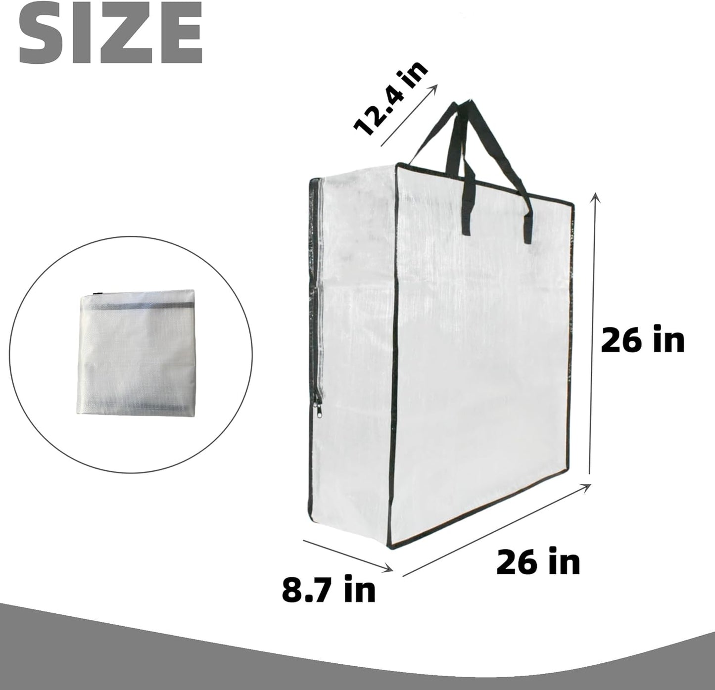 Skiennix Clear Storage Bags - 6 Pack with Zipper & Handles | Ideal for Closet, Moving & Underbed Organization