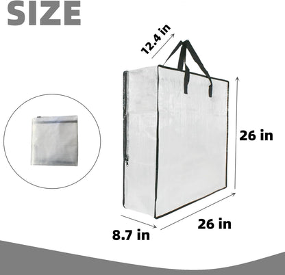 Skiennix Clear Storage Bags - 6 Pack with Zipper & Handles | Ideal for Closet, Moving & Underbed Organization