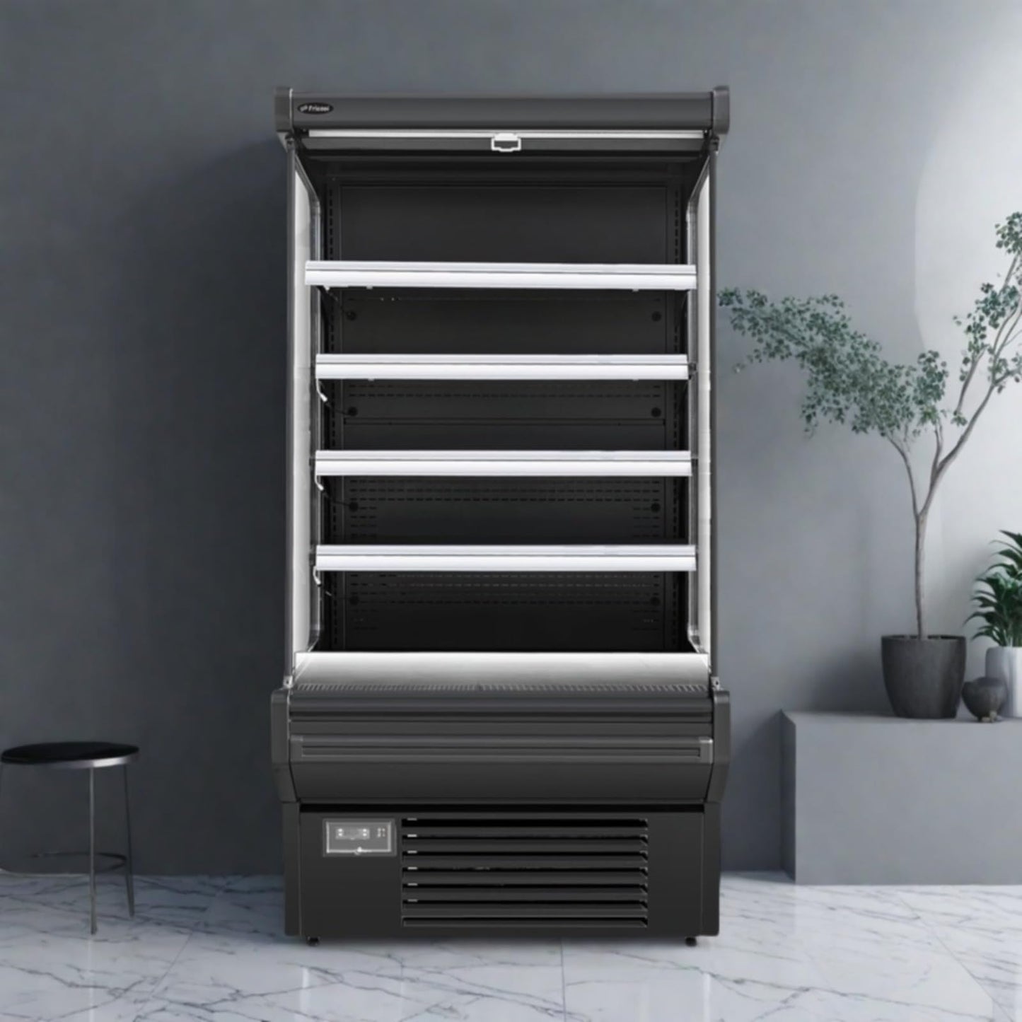 FRICOOL 52" Display Refrigerators Open Air Food Refrigerated Display Case for Commercial Bakery Pastry Refrigerated Upright Display Cooler Case for Stores, Supermarkets, Bar, Shops, 36~41℉, Black