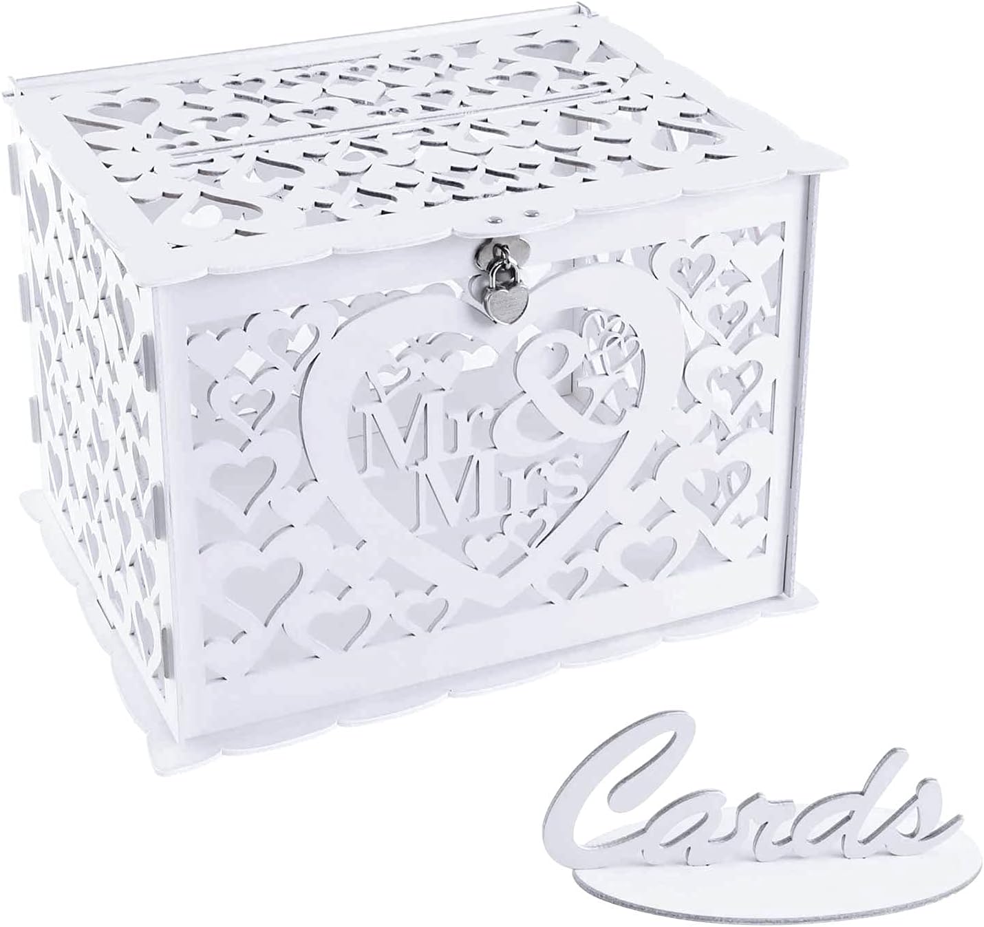 Ywlake Large Rustic Wedding Money Box Holder with Lock Slot for Reception, Anniversary, Graduation, Birthday Parties