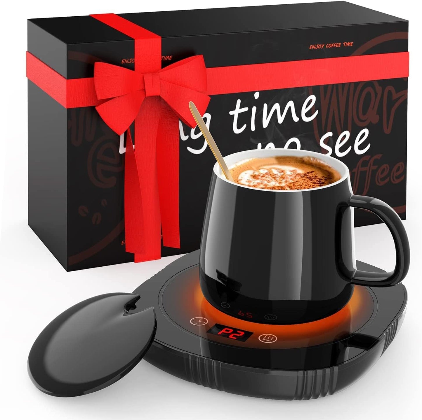 2 Settings 1-12H Coffee Mug Warmer, Cup Warmer for Desk with Auto Shut Off, Temp & Timer, Coffee Heater Smart Electric