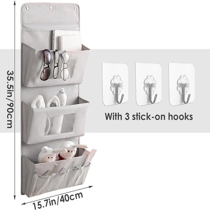 Wall Hanging Organizer Canvas with Pockets, Waterproof Oxford Cloth Storage Bag for Kitchen, Bedroom, Bathroom, Office