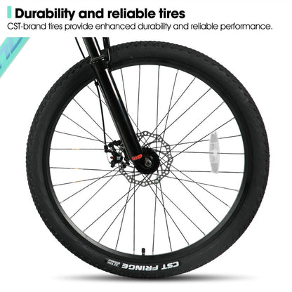HH HILAND 27.5 Inch Mens and Womens Mountain Bike, 21 Speed Mountain Bicycle with Dual Disc Brake, Front Suspension Fork, High Carbon Steel Frame Urban Commuter Bike for Adults, Green