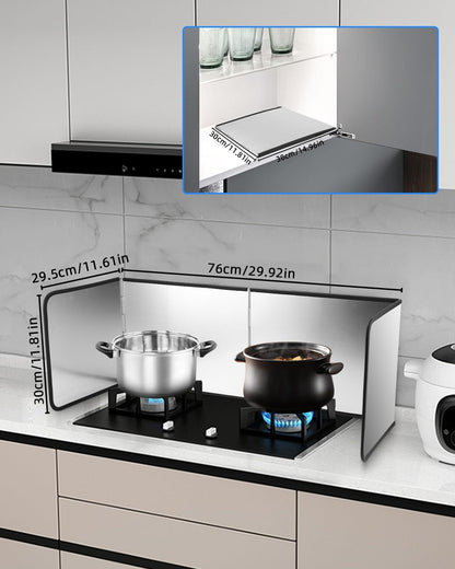 4 Sided Splatter Guard Foldable Stainless Steel Stove Splash Guard 11.8″ Height Oil Splatter Screens for Frying Kitchen Backsplash Protector Nonstick Oil Splatter Guard for Cooking