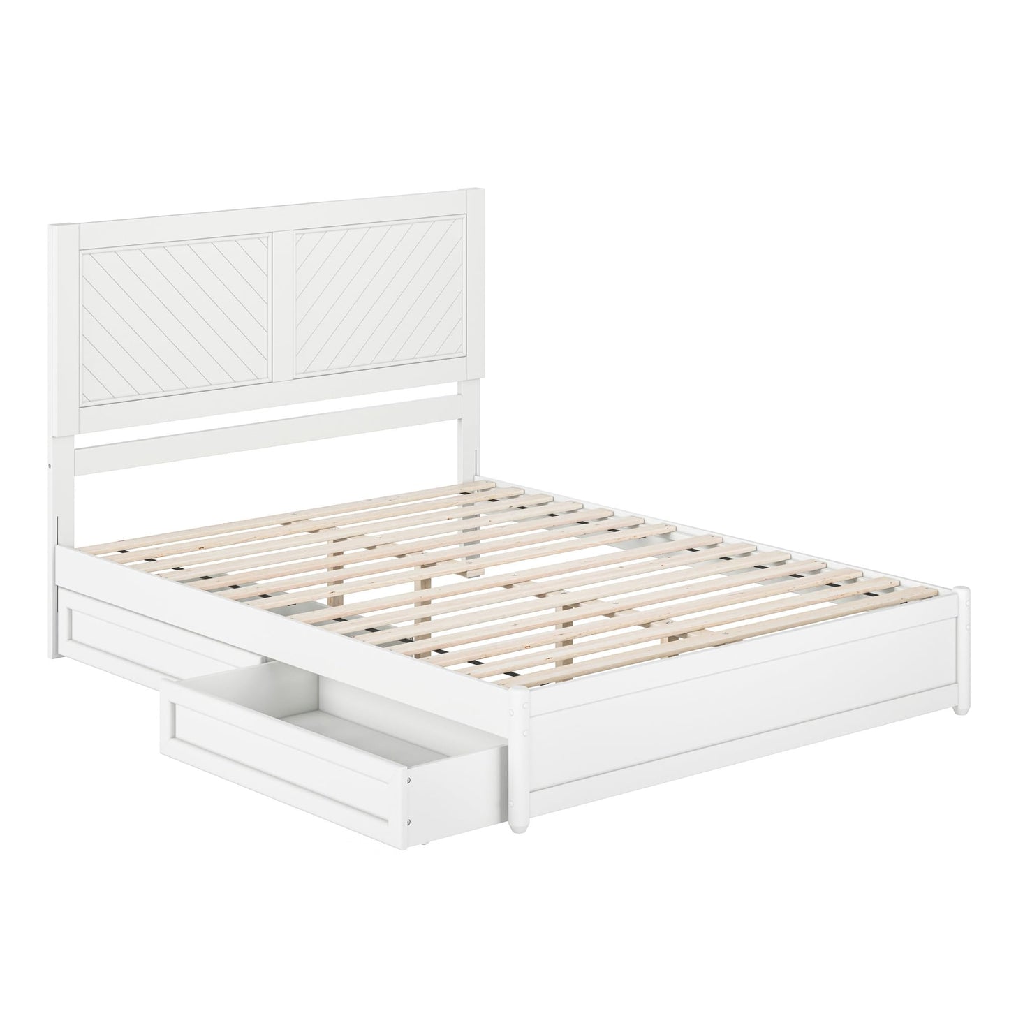 AFI, Clayton Queen Platform Bed with Panel Footboard & Storage Drawers, White