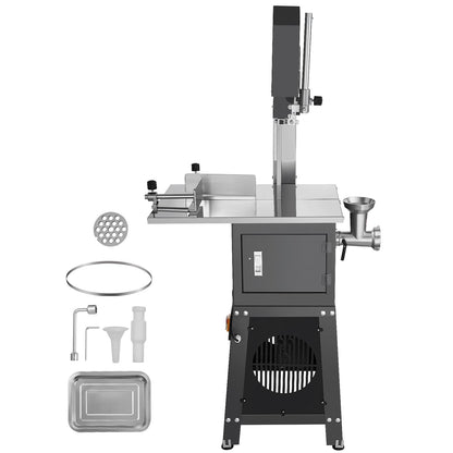 VEVOR Commercial Electric Meat Bandsaw, 550W Stainless Steel Vertical Bone Sawing Machine, 19.1"x15" Workbench, 7.09 Inch Cutting Thickness, Frozen Meat Cutter with Blade for Rib Pork Beef