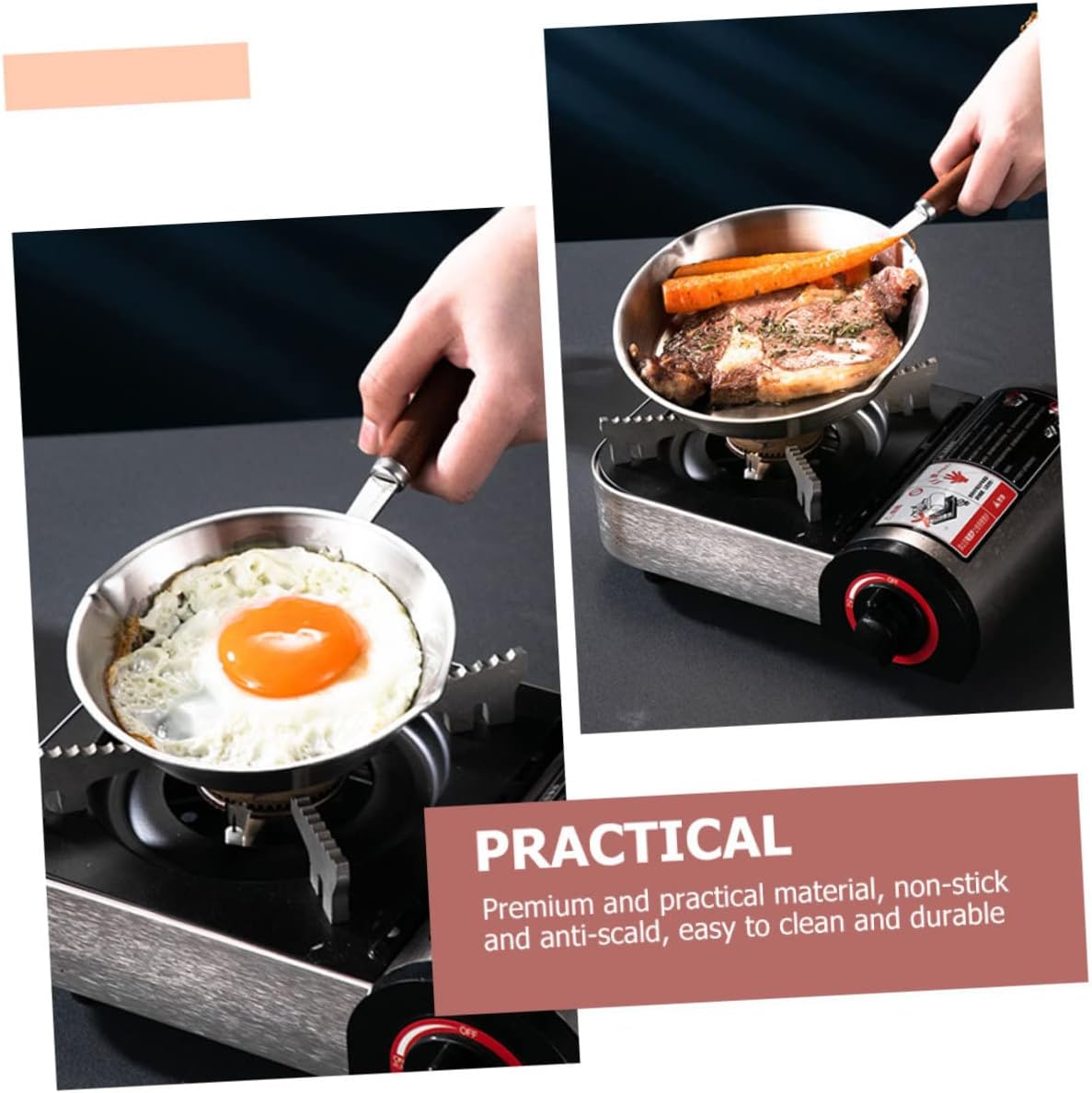 Mini Pancake Frying Pan, Stainless Steel Saucepan, Portable Griddle Chef Pan, Multi-use Egg Pan