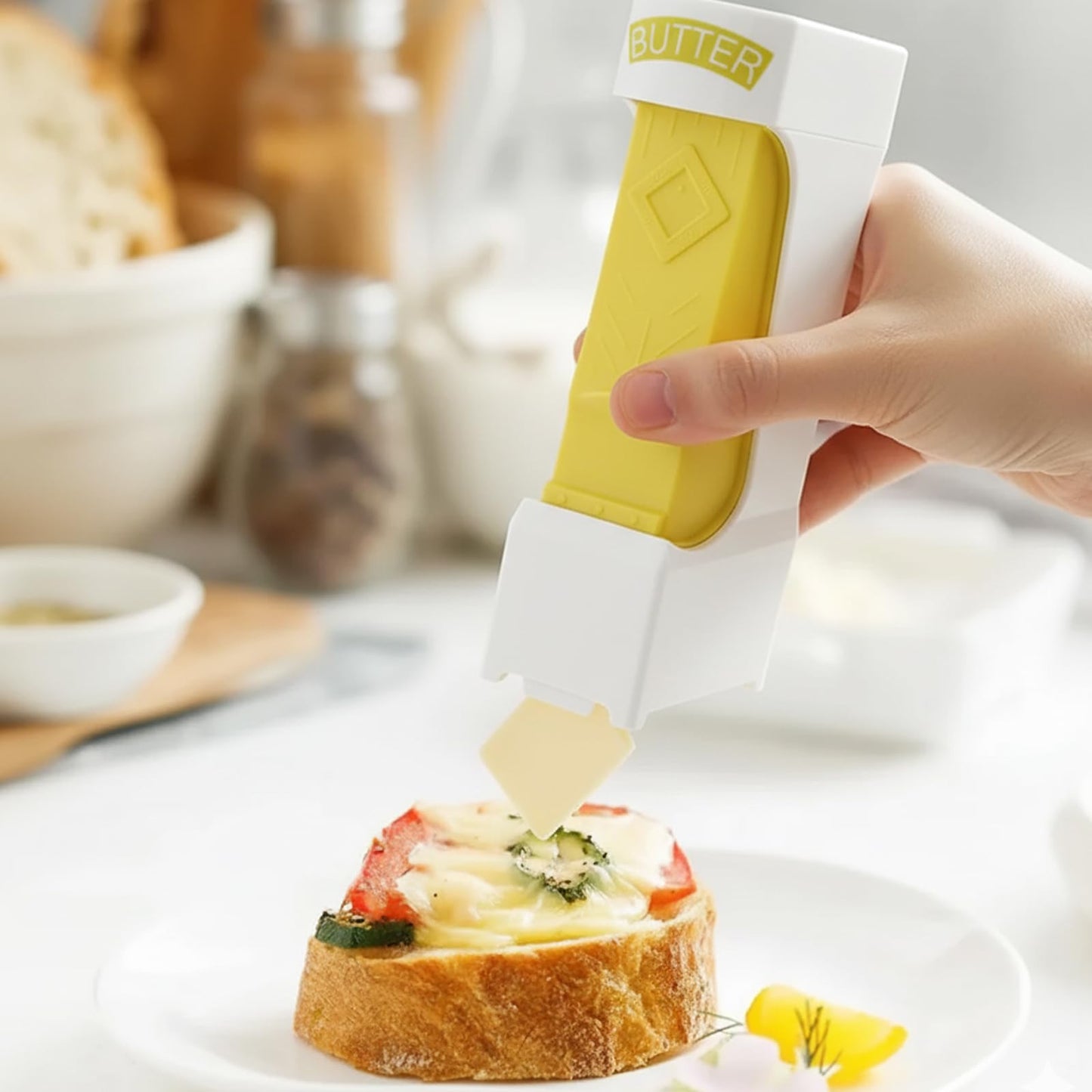 ZHLKHIOP 2-Piece Butter Slicer with Sealed Storage Lid, Cheese Splitter with Stainless Steel Blade, Airtight Container for Refrigerator, Non-Stick Cheese/Chocolate Grater + Stand (Dishwasher Safe)