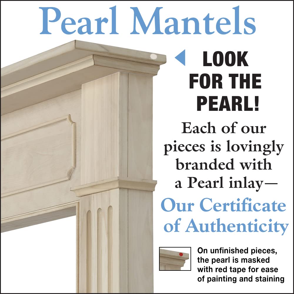Pearl Mantels ARYB48110 Comfortable Transitional Styled Wood Mantel Surround, 48"W x 42"H, Unfinished