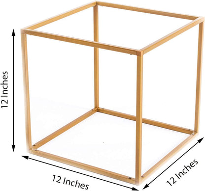 2 Pack 12" Efavormart Square Gold Wedding Flower Stand Metal Column Stand Geometric Cube Vase