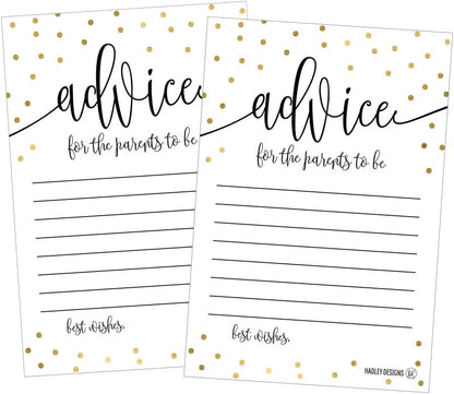 Hadley Designs 25 Gold New Mommy or Parent Advice Cards, Keepsake Alternative Guestbook for Baby Shower