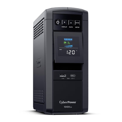 CyberPower CP1000PFCLCD PFC Sinewave UPS Battery Backup and Surge Protector, 1000VA/600W, 10 Outlets, AVR, Mini-Tower, UL Certified