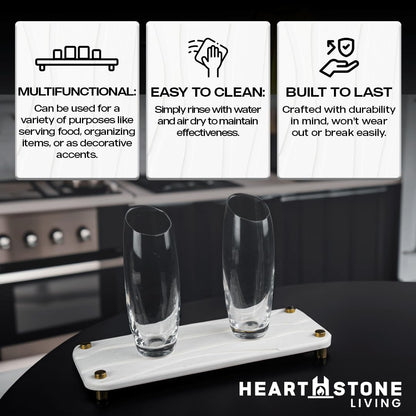 2-Piece Water Absorbing Stone Tray Set – Fast-Dry Diatomite Soap Trays for Bathroom & Kitchen Sink, Gold Finish